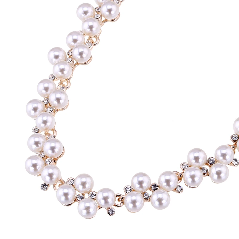 KAYMEN Новый инкрустированные стразы и имитация жемчуга ожерелье для женщин с