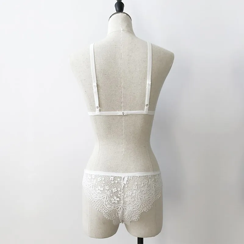 2017 г. пикантные Для женщин Лифчики и трусики Кружева выдалбливают Бюстгальтеры