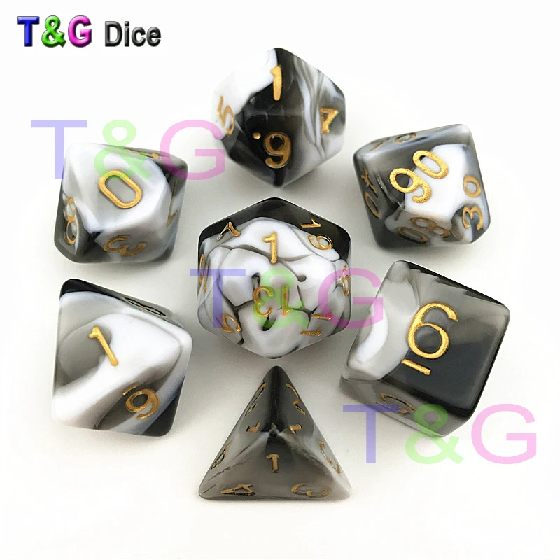 T& G высокое качество, цветные прозрачные и белые игральные кости, разноцветные D4-D20 для ролевых игр, настольных игр, Вечерние игры