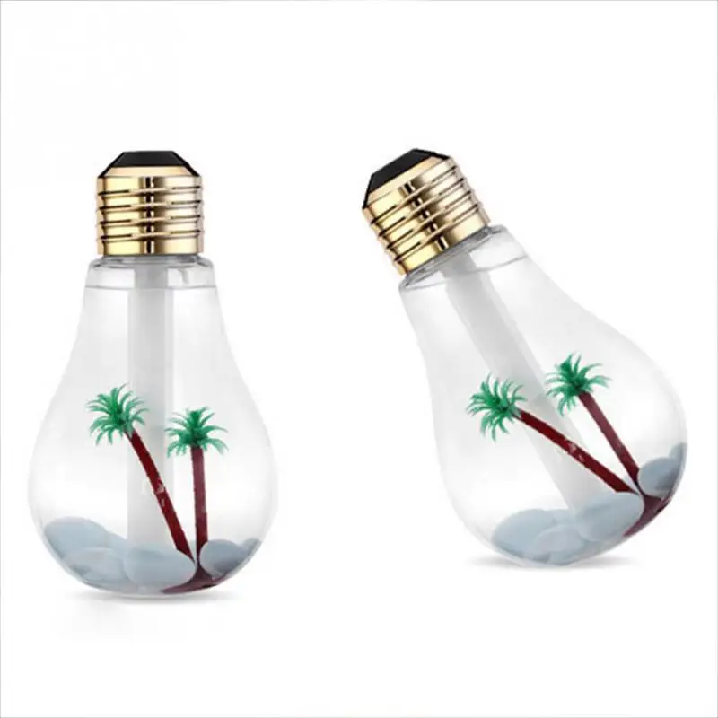 400ml Bulb Shape mini Air Humidifier with Rainbow Color USB LED Night Light for Car and Home Using |