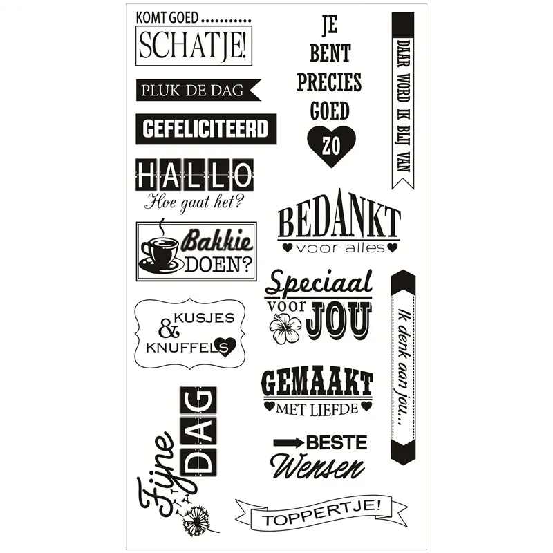 Голландский текст слово узор прозрачный силиконовый штамп/печать для DIY