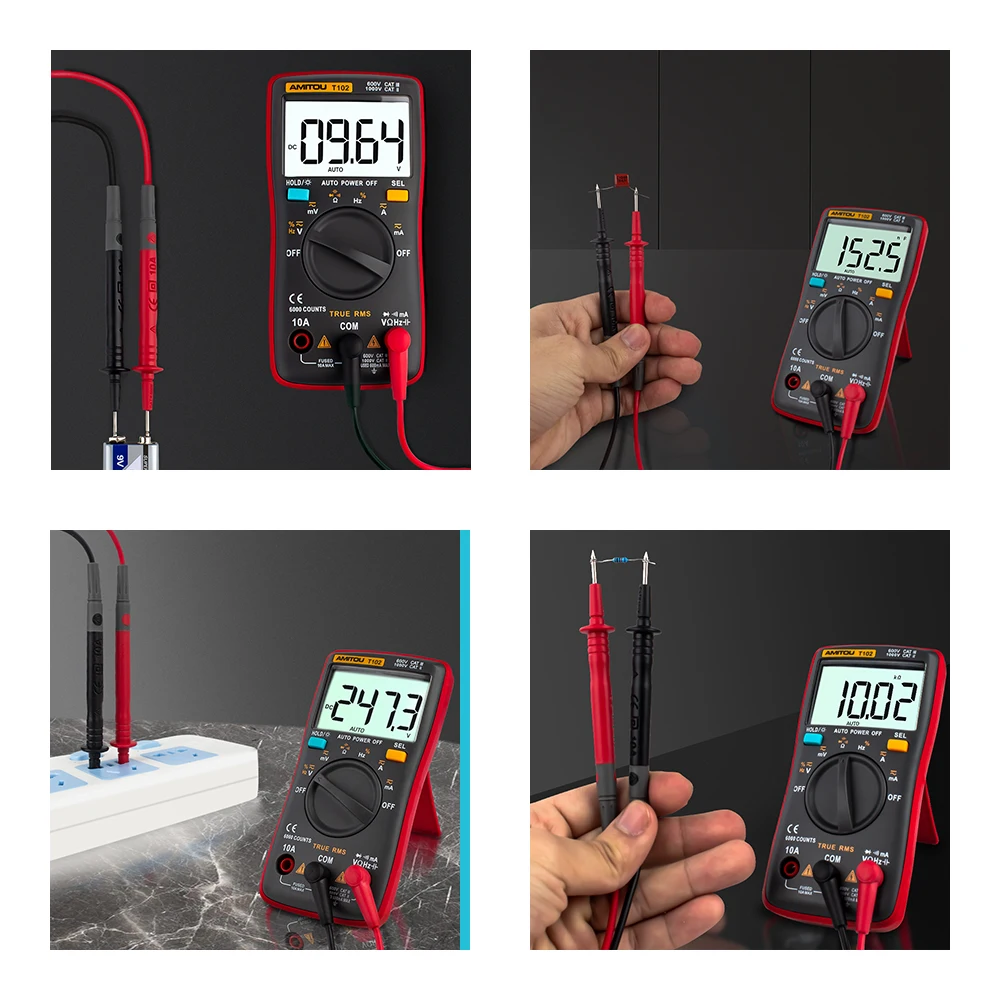 AMITOU T102 цифровые вольтметр автомобильный мультиметры тестер конденсаторов