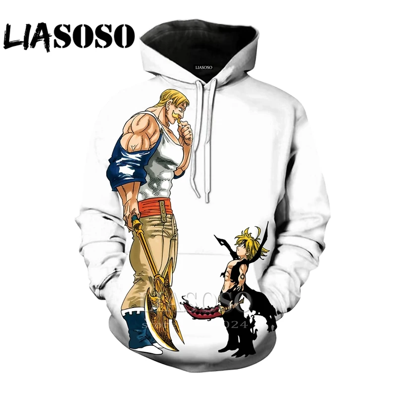 LIASOSO аниме Женская мода Nanatsu No Taizai The Seven Deadly Sins 3D печать футболка/толстовки рубашки