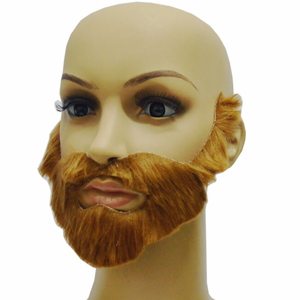 Поддельные мужские усы для бороды коричневые Хэллоуина с резинкой праздничные