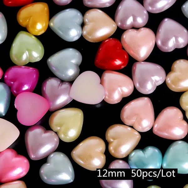 12mm heart 20-1000 намоток Mix 37 Цвета жемчуг имитация кабошон одежды декор с изображением сердечка цветка бусины ABS принадлежности DIY Швейные аксессуары - Цвет: 12mm heart