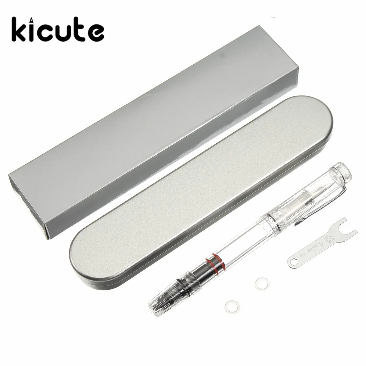 Kicute 1 шт. 0,38/0,5 мм тонкий наконечник прозрачный поршень перьевая ручка высокого качества школьные канцелярские принадлежности для студентов подарок
