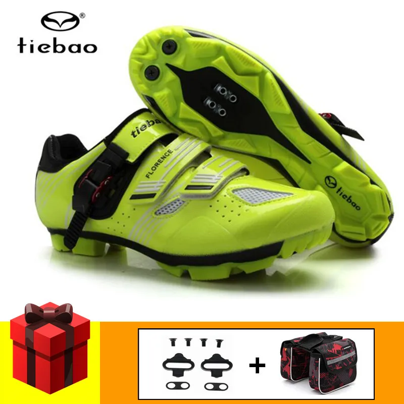 add pedal and bag Tiebao cycling shoes sapatilha ciclismo mtb mountain bike shoes add SPD pedals cleat cycling sneakers bicycle self-locking shoes - Цвет: add pedal and bag