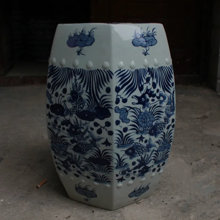 Сине белый садовый фарфоровый табурет цзиндэчжэнь керамический для ванной