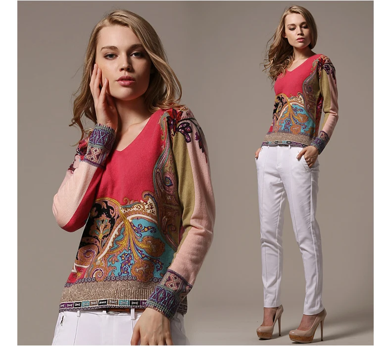 100% кашемировый свитер Женский пуловер с v-образным вырезом из натуральной ткани