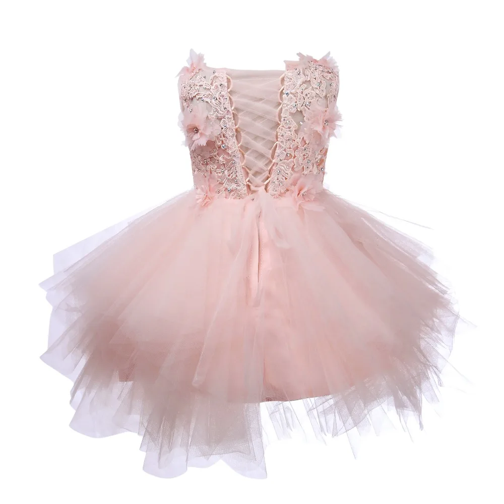 Розовое Тюлевое платье для маленькой девочки крещения вечерние платья с