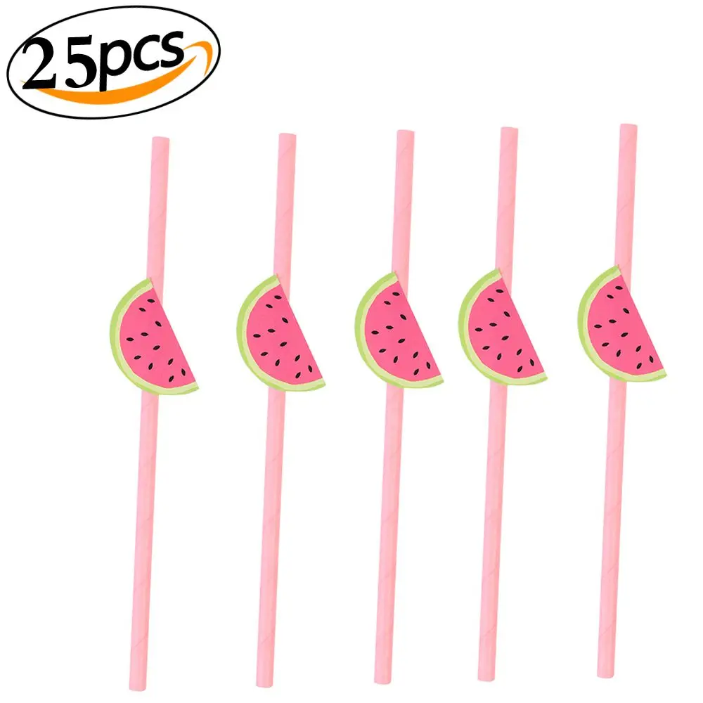 Соломинки бумажные в виде фруктов и розового арбуза 25 шт.|Бутылки для воды| |
