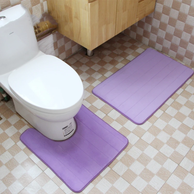 

Thicken Sponge Toilet Rugs Bathroom Bath Mat Set Stripes Water Absorption Toilet Floor Carpets Shower Room Rugs 50*60 50*80cm