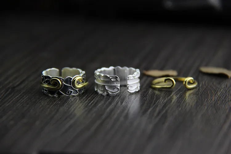 Оптовая Продажа ювелирных изделий Ретро Тайский серебряный позолоченный