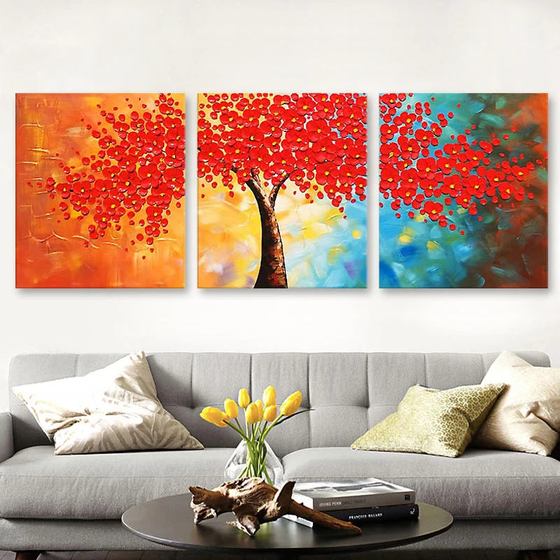 3 шт. панель настенная художественная палитра нож ручная роспись желтый цветок