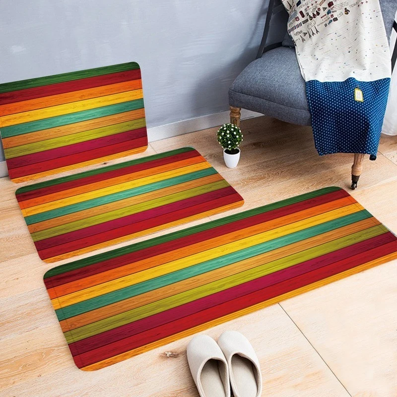 Многоцветная полосатый принт ковры для Гостиная противоскользящее покрытие Kicken