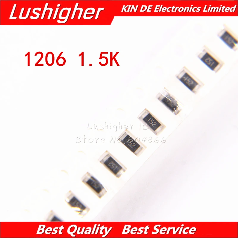 100 шт. SMD резистор 1206 5% K Ом 1 5 152 ком Ом|Резисторы| |