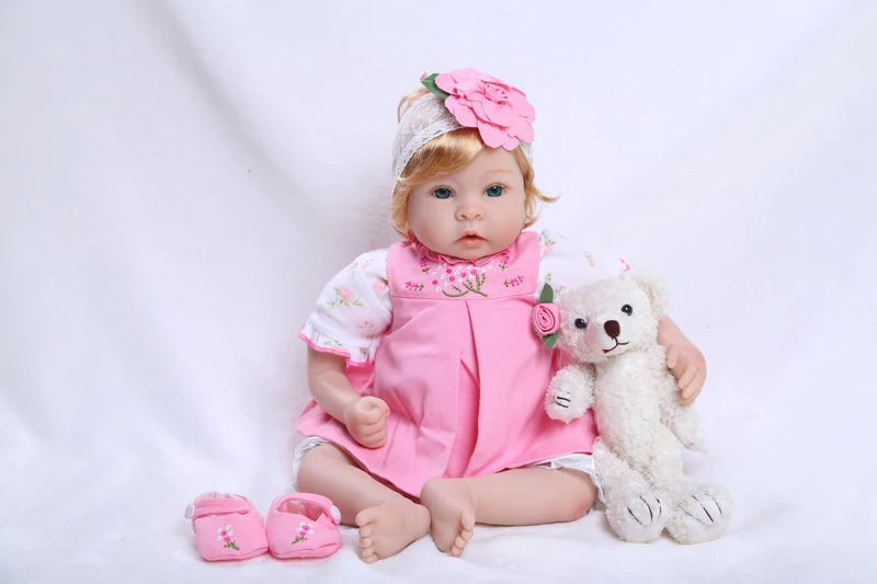 Силиконовые куклы Reborn Baby красивая виниловая кукла с медведем для девочек
