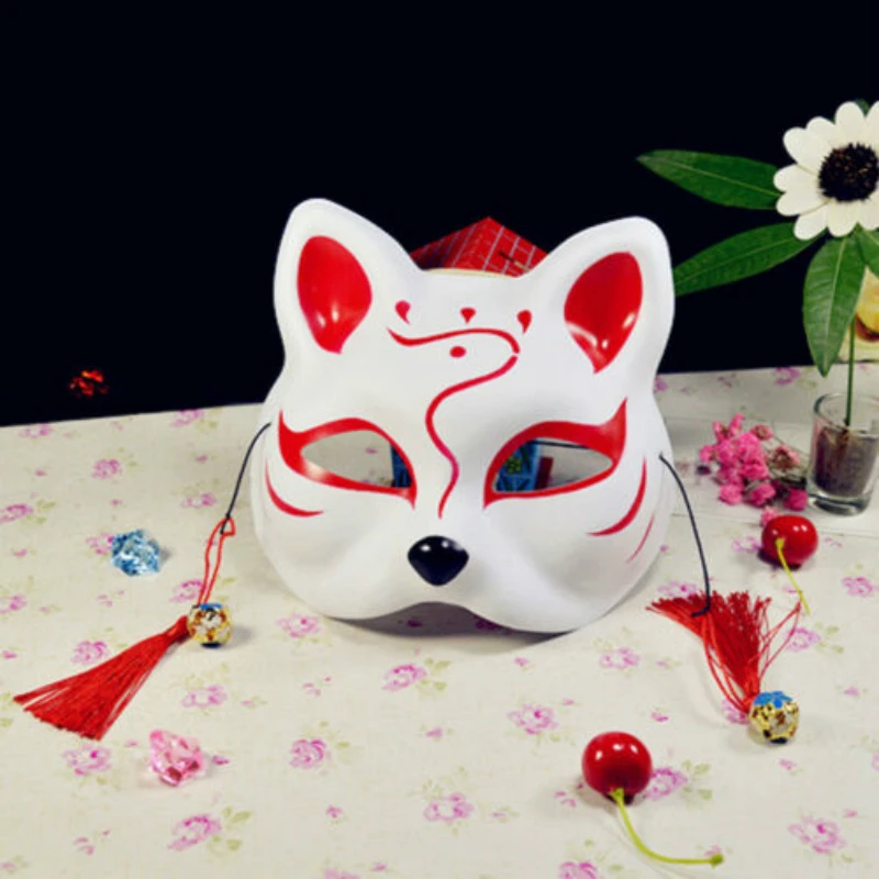 Модная аниме маска лисы на половину лица ручная роспись Kitsune Хэллоуин вечерние