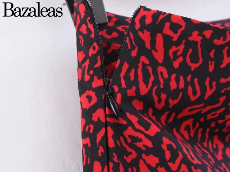 2019 spring red leopard Women mid calf Skirts size zipper open flare Aline Skirt | Женская одежда