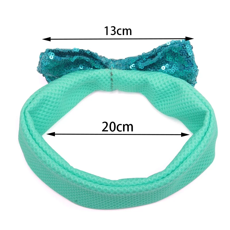 2018 New Cute Velvet Baby Headband Big Sequin Hair Bow Solid Turban Elastic Headbands Kids Glitter Large Accessories | Детская одежда и