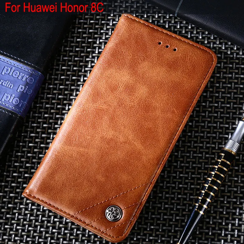 Чехол для huawei honor 8c Роскошный кожаный флип-чехол с подставкой слот карт Винтаж