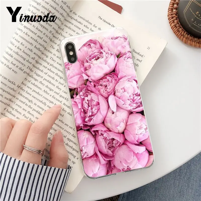 Yinuoda розовый пионы чехол для телефона iPhone 8 7 6 6S Plus 5 5S SE XR X XS MAX Fundas