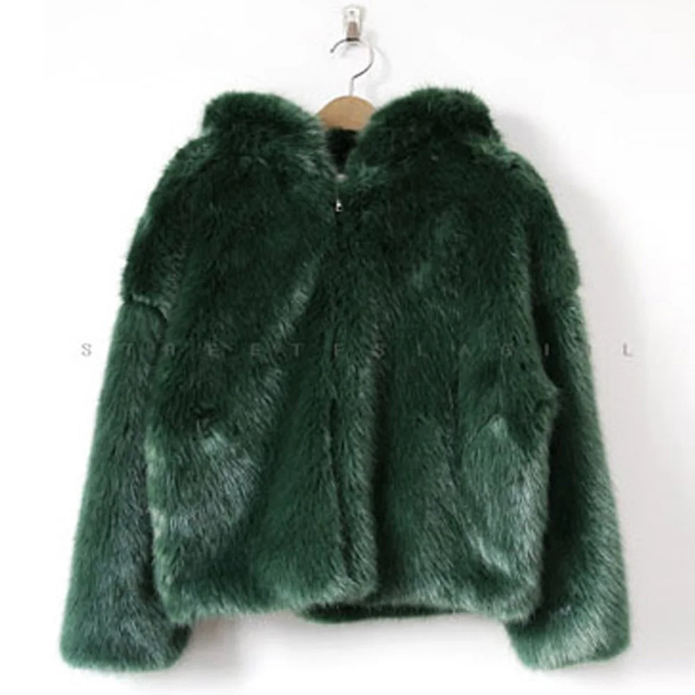 Куртка женская зимняя из искусственного лисьего меха с капюшоном 2 цвета|coat