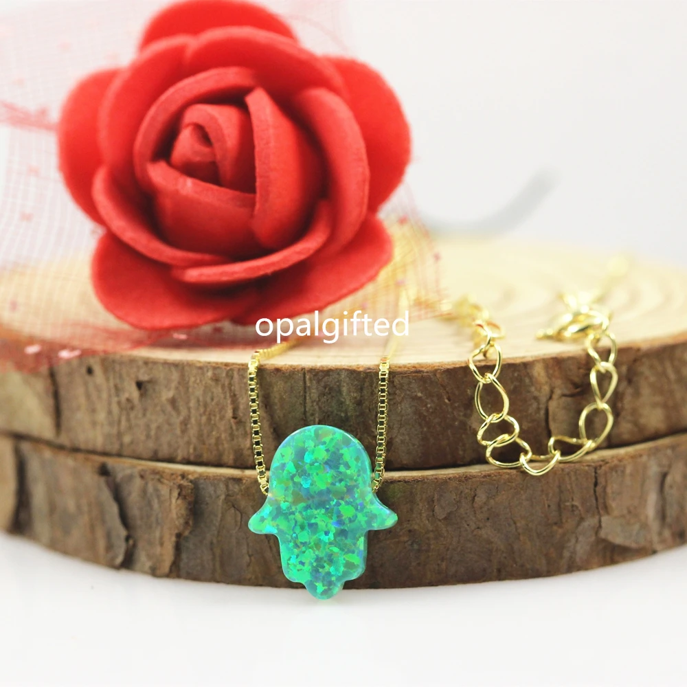 Ожерелье Hamsa из серебра 925 пробы с опалом 11 х13 мм 1 шт./лот | Украшения и аксессуары