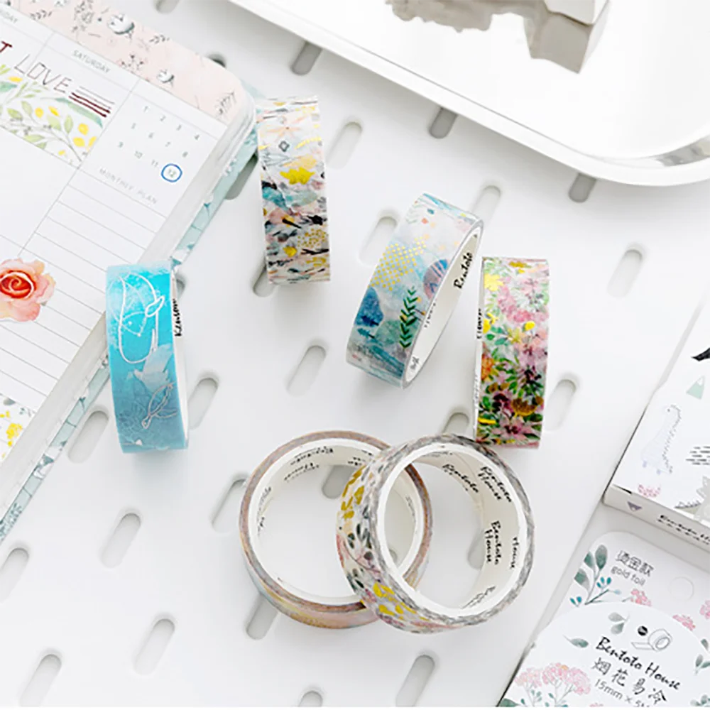 Kawaii Laser Silver Washi Tape DIY Scrapbooking Sticker Notebook Journal Seal Labels Masking Japanese Office Stationery|Офисный скотч| |