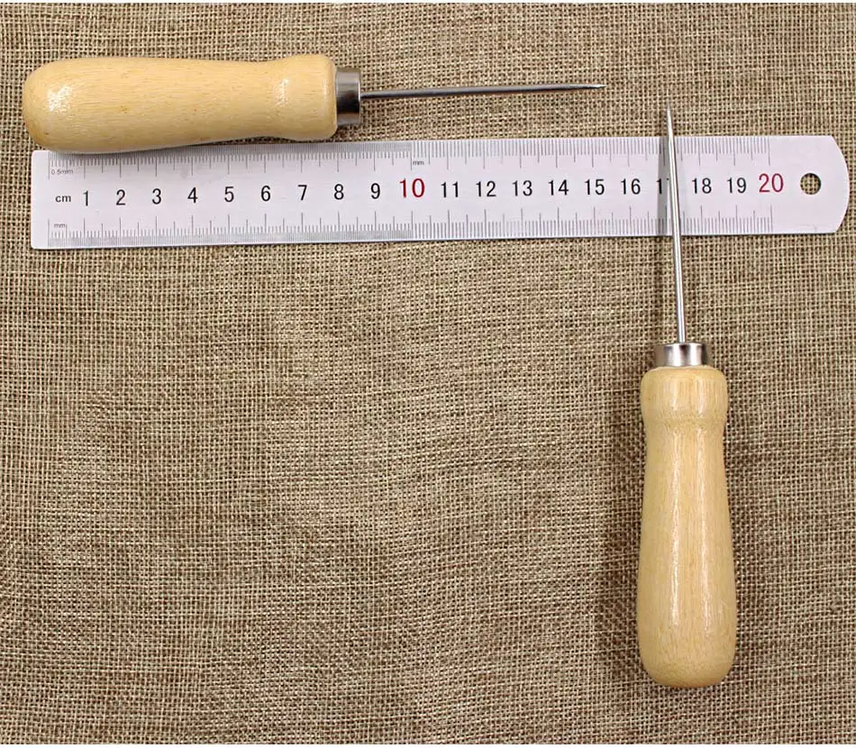 DIY кожа перфорированная awl деревянная большая ручка перфоратор ремонтный инструмент ручная Кожа иголка швейный инструмент 1 шт/2 шт