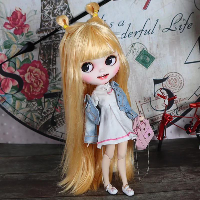 

ICY DBS Blyth Doll No.BL0658 blonde hair Carved lips Canine Teeth Matte face Joint body 1/6 bjd ob24 anime girl