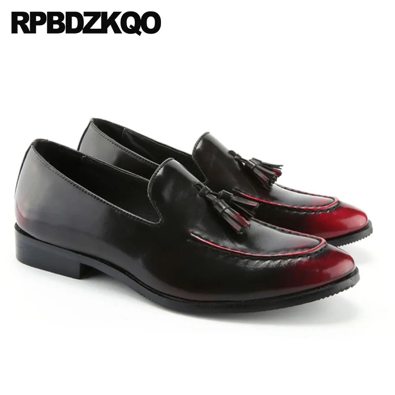 Waterproof Prom Gold Loafers Men Comfort British Style Pointed Toe Pointy Wedding Slip On Patent Leather Stud Tassel Shoes Rivet | Обувь