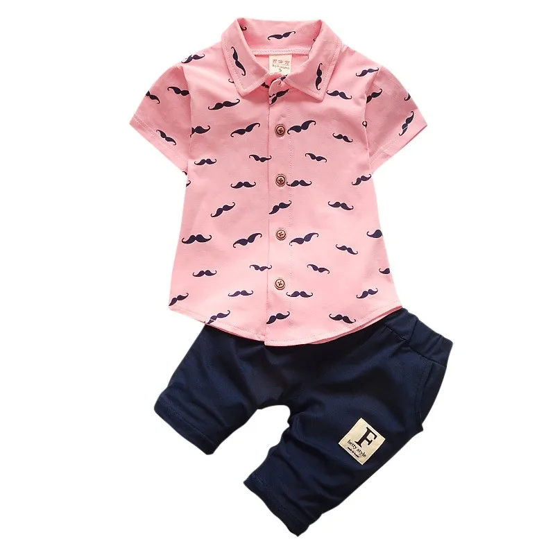 New Arrivals Summer Baby Boys Clothes Suits Gentleman Style Kids Lovely Beard Shirt+Pants 2 Pcs Kindergarten Casual | Детская одежда и
