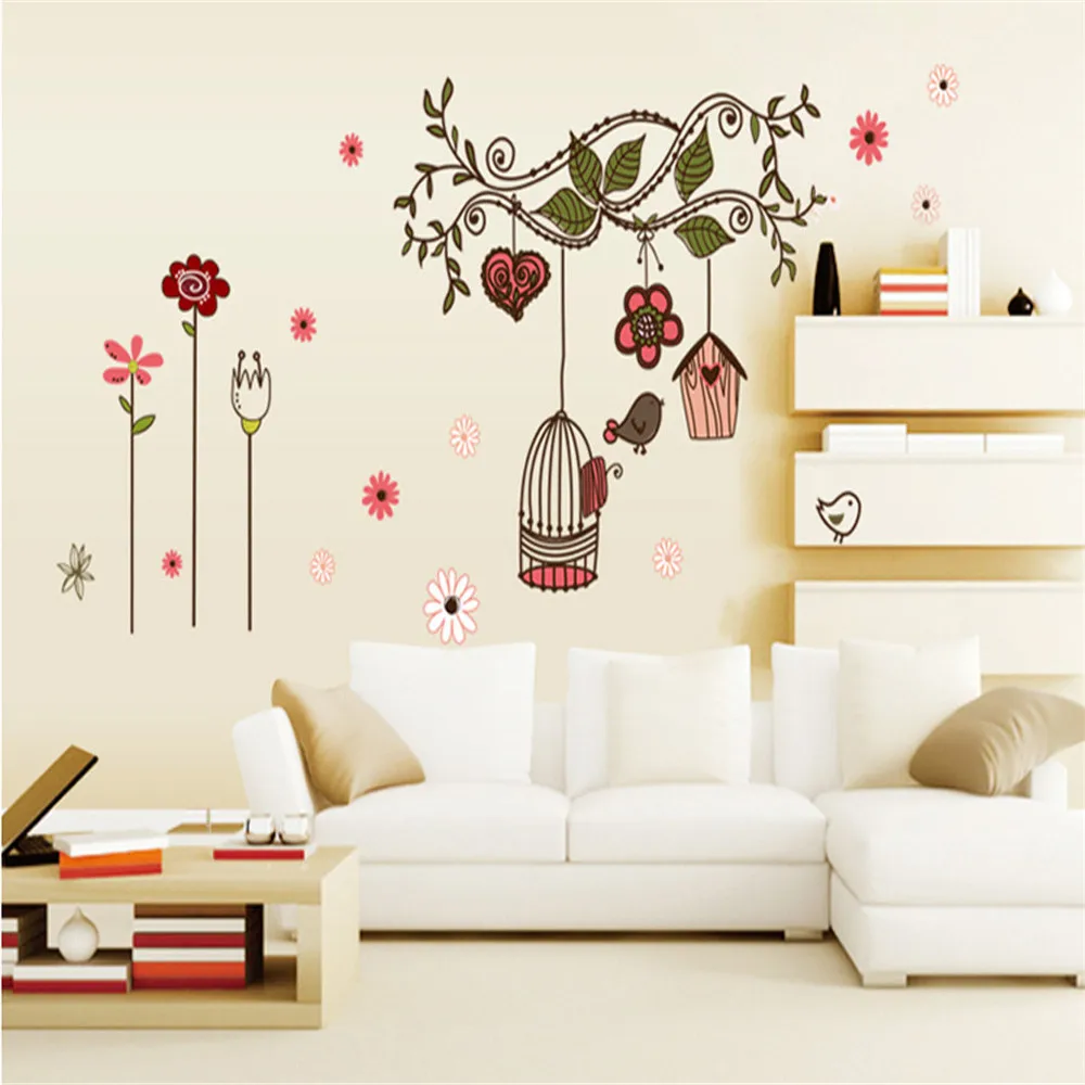 2020 новый дизайн наклейки на стену клетка для птиц настенные Стикеры домашнего