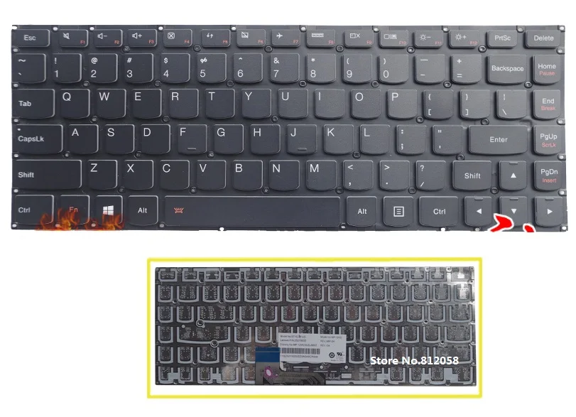 

SSEA New US Keyboard no frame For Lenovo Ideapad Yoga 2 13 U31 Laptop Keyboard