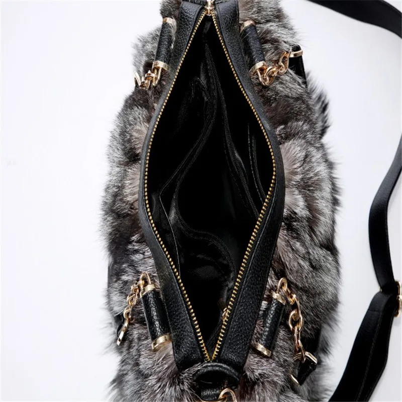 2019 New Fashion High-End Real Fox Fur Bag Ladies Leather Design Large Size Good-Looking Bag. | Багаж и сумки