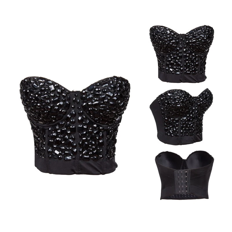 Бюстгальтер с хрустальными бусинами Топ для женщин бюстье без бретелек эффектом
