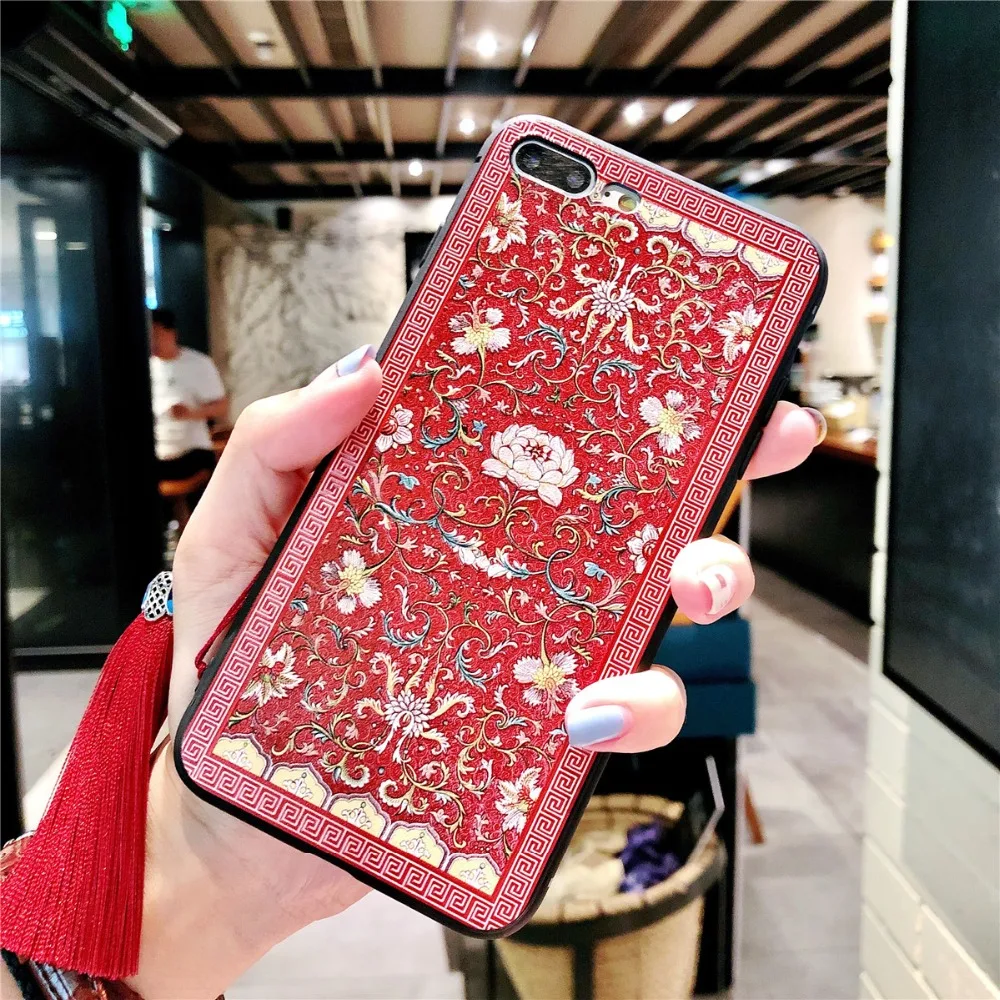 Для iPhone X XS Max XR 7 8 6 S рельеф Гун Тин чехол с изображением цветов и кожи для OPPO R15 R11s R9s