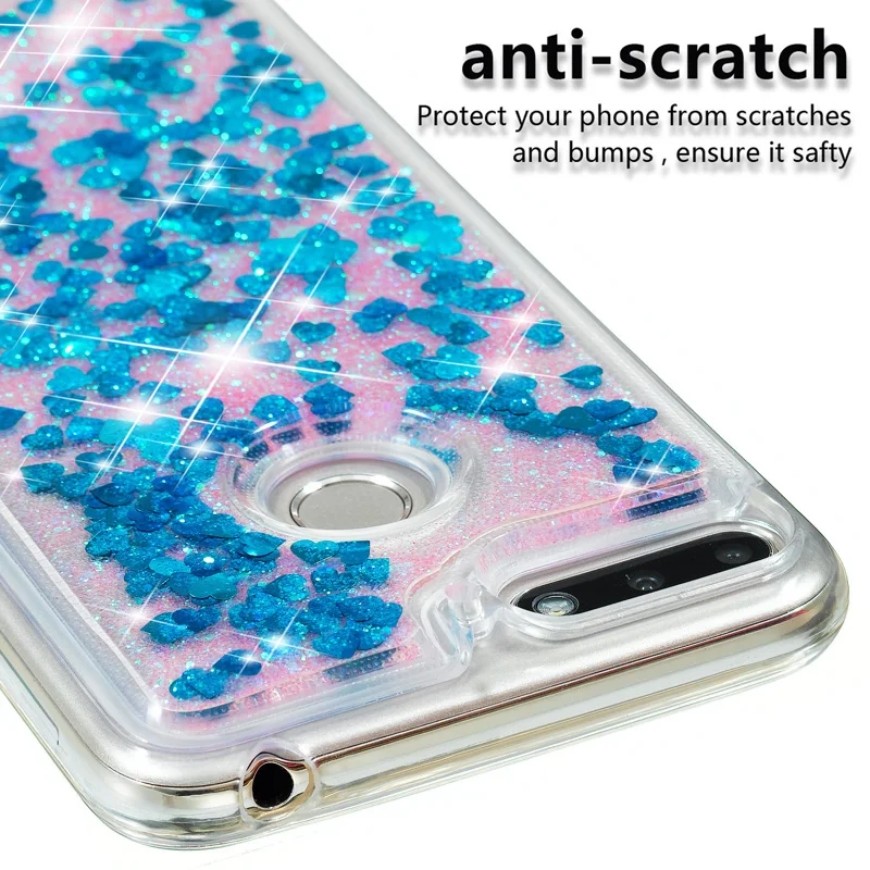 

Luxury Glitter Liquid Sand Quicksand Case Soft TPU Silicone Cover Back Skins Shell Coque Fundas Capa for HUAWEI Y6 2018 Honor 7A