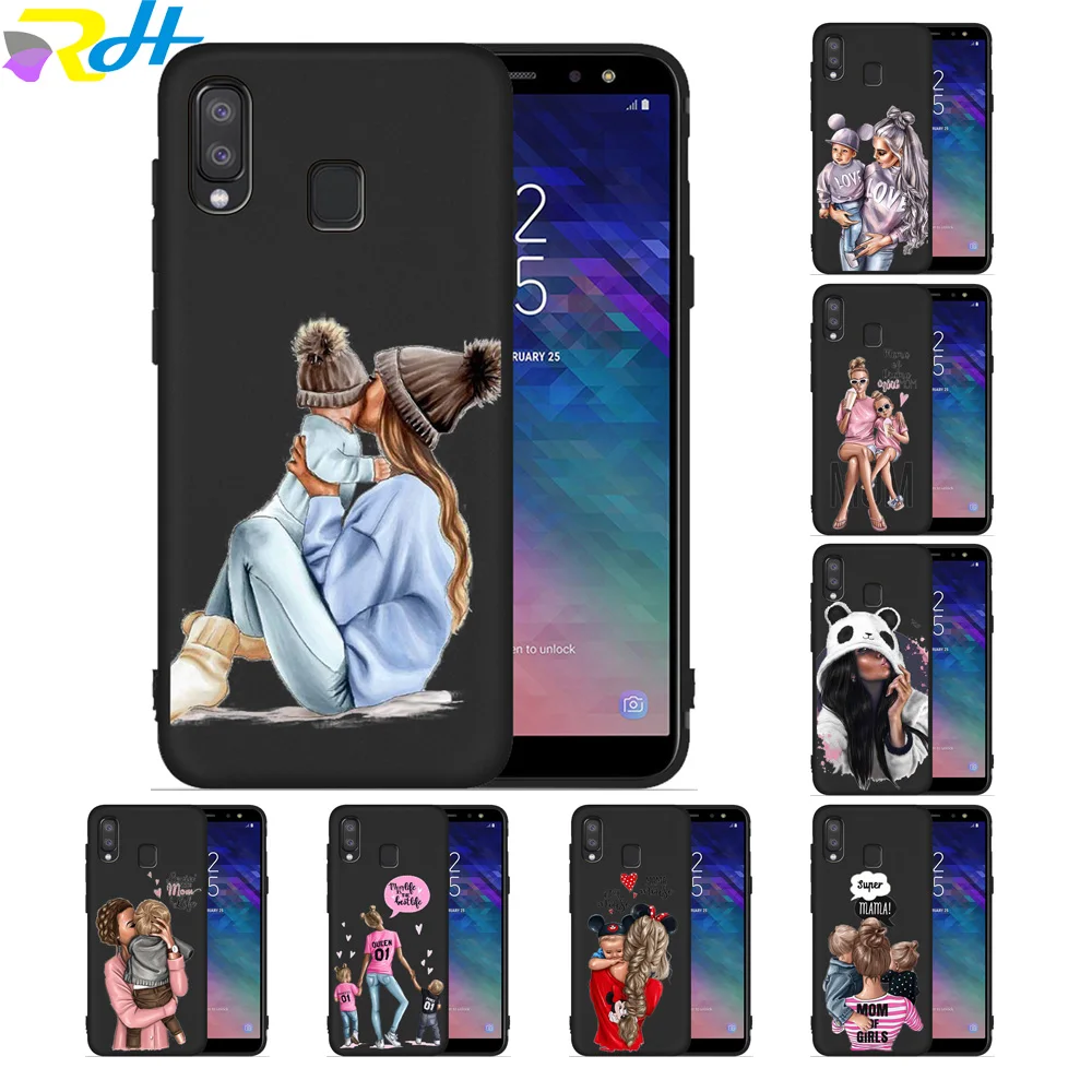 Черный чехол из ТПУ для Samsung Galaxy A7 A92018 Etui Baby Mom Girl A30 40 50 70 A6 A8 Plus 2018 A320|Чехлы-накладки|