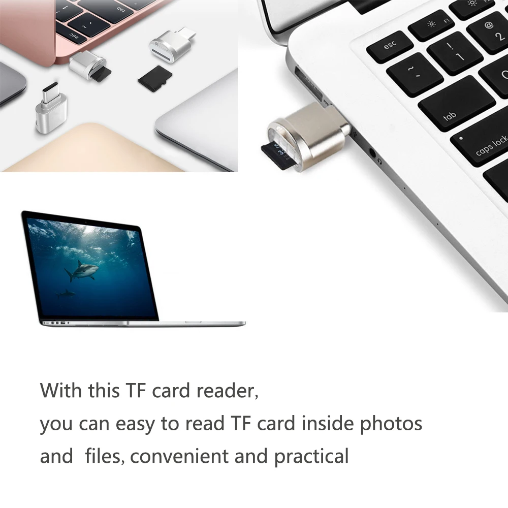 USB Type C кардридер из алюминиевого сплава TF флэш памяти OTG адаптер для MacBook Windows phone