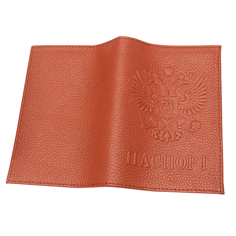

Russia Double Eagle Travel Passport Cover Card Case Women Men Genuine Leather Passport Holder Travel Credit Card Holder