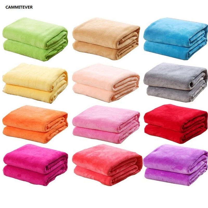 

CAMMITEVER Cheap Blanket 100*70cm Fleece Blankets For Bed Throw Blanket Machine Washable Home Textile Solid Blankets for Home