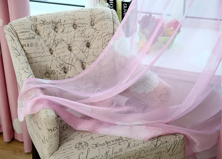 color 2 tulle Голубое небо белое облако печати шторы для детской спальни палатки детей мальчиков девочек затенение мультфильм детская окно Rideaux P125C - Цвет: color 2 tulle