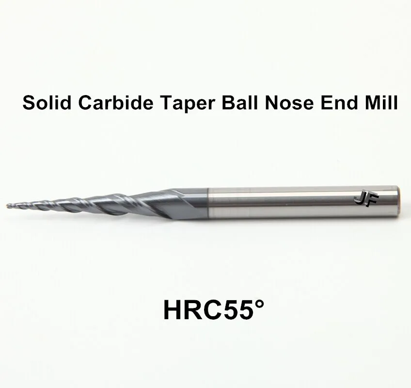 

R1x30xD6x75x2T HRC55 TiAlN твердосплавные 2 флейты конусные концевые фрезы