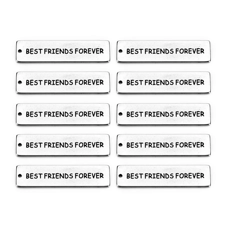best friends forever Ckysee 5 шт. 10x40 мм нержавеющая сталь вдохновляющие буквы подвески 12 видов стилей серебро Прямоугольник слово Шарм для Diy ювелирных изделий - Окраска металла: best friends forever