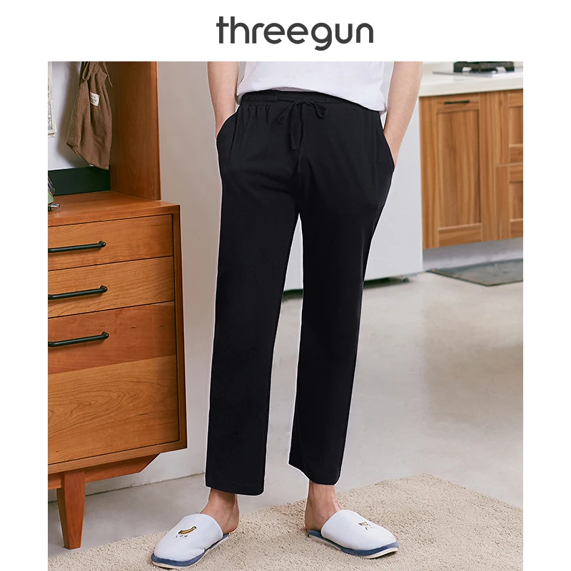 THREEGUN Мужская пижама и брюки из хлопка 2019 новые свободные повседневные мужские