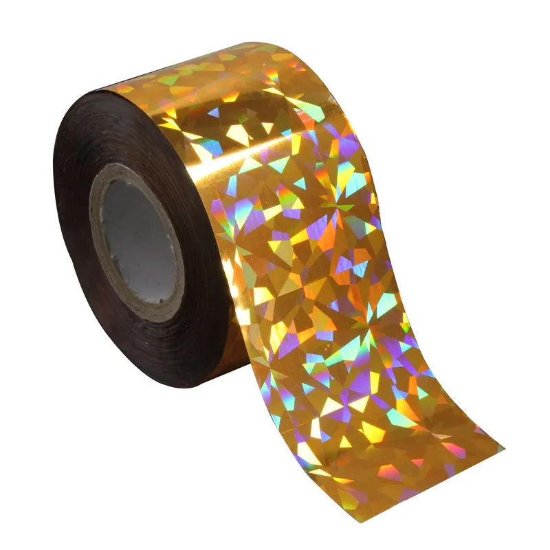 120 м * 4 см Золотая блестящая Фольга для дизайна ногтей блестящее битое стекло