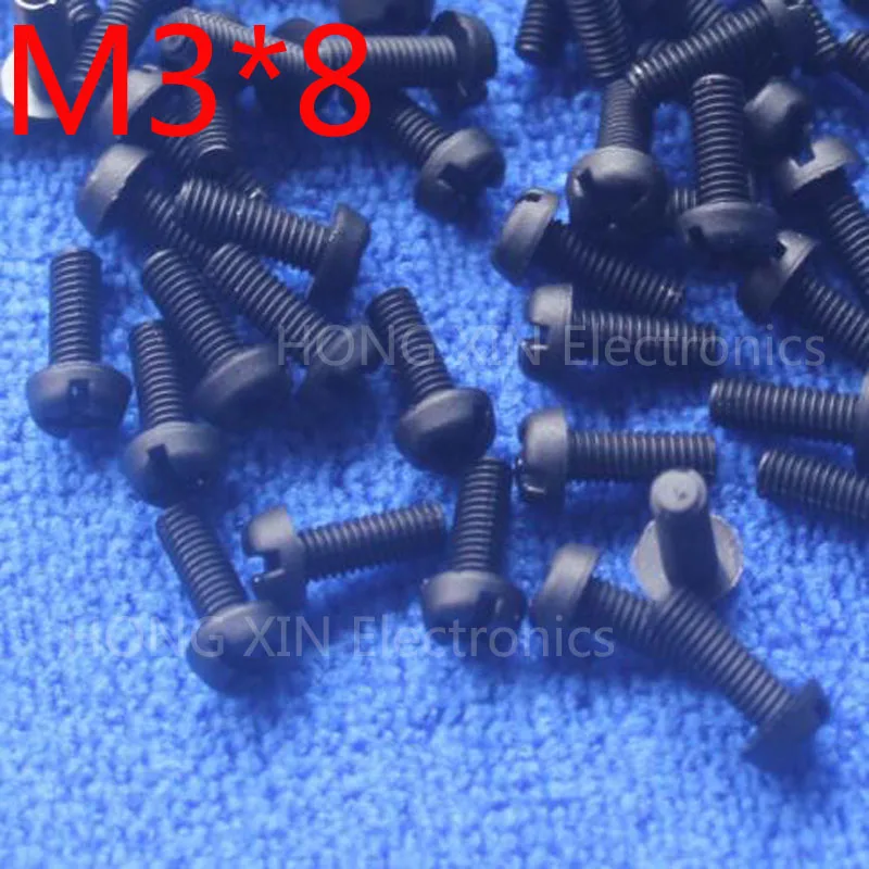 M3*8 8mm black Round Head nylon Screw plastic screw Insulation Screw brand new RoHS compliant PC/board DIY hobby etc 100pcs