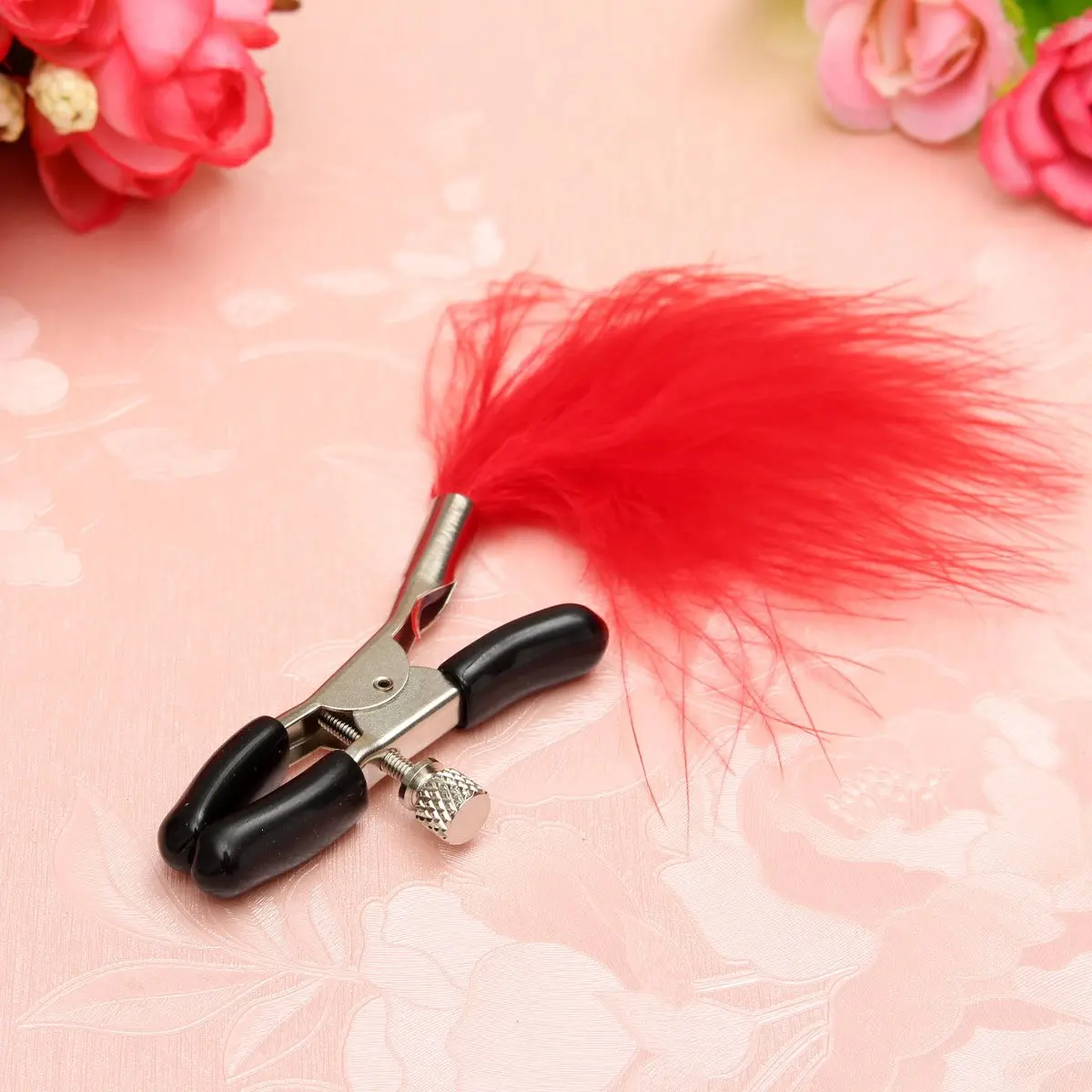 Зажимы для сосков с красными перьями регулируемые зажимы массажер бюста